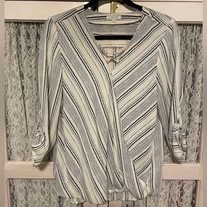 Maurices 3/4 Sleeve Stripes Satin Top - M